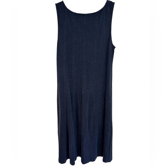 90s JOAN VASS Denim Blue Y2K 100% Cotton Lace-Up Tassel Halter Dress, Size 3 - Picture 3 of 11